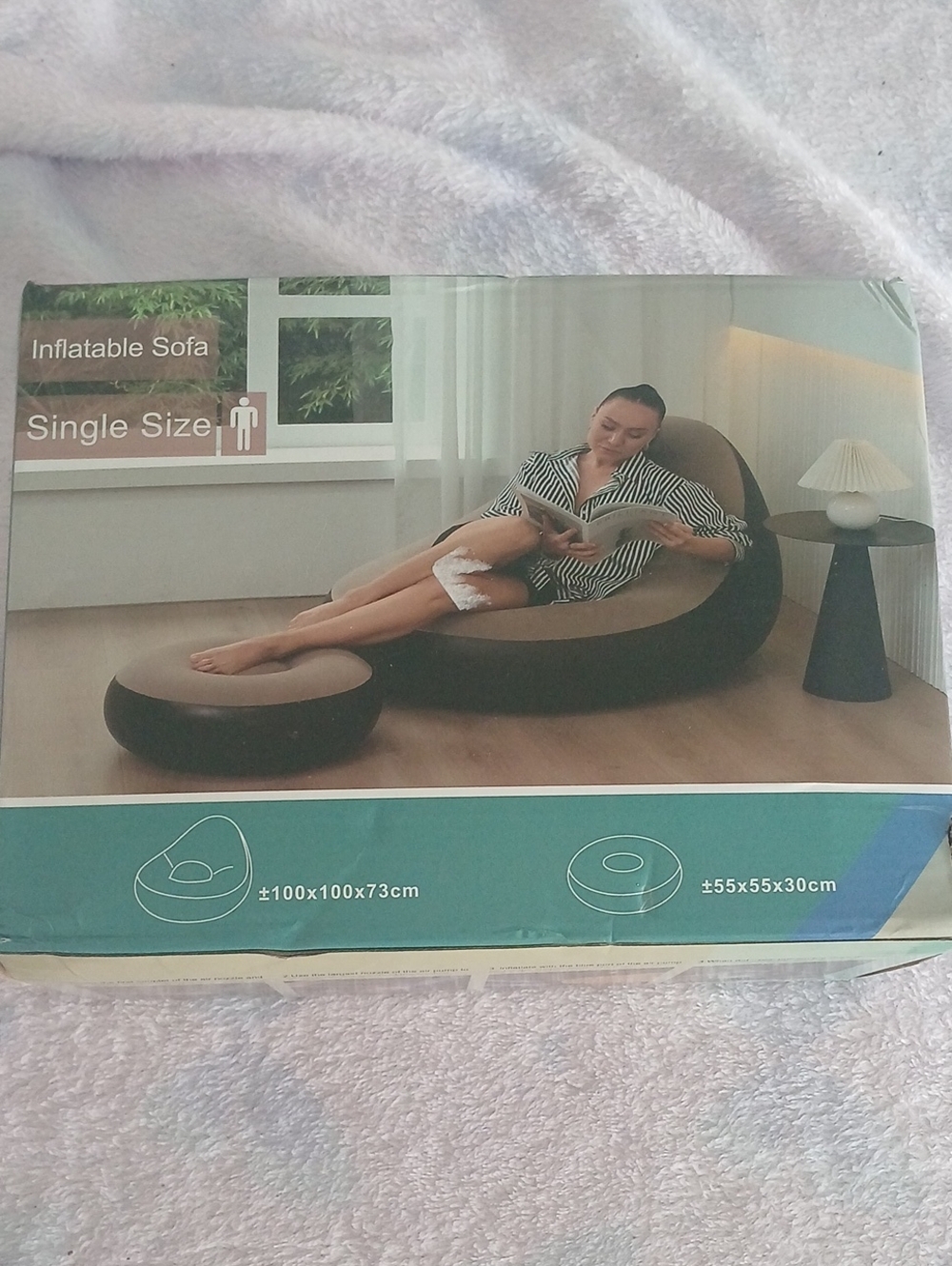 Inflatable Single-Size Sofa with Ottoman - Brown/Tan